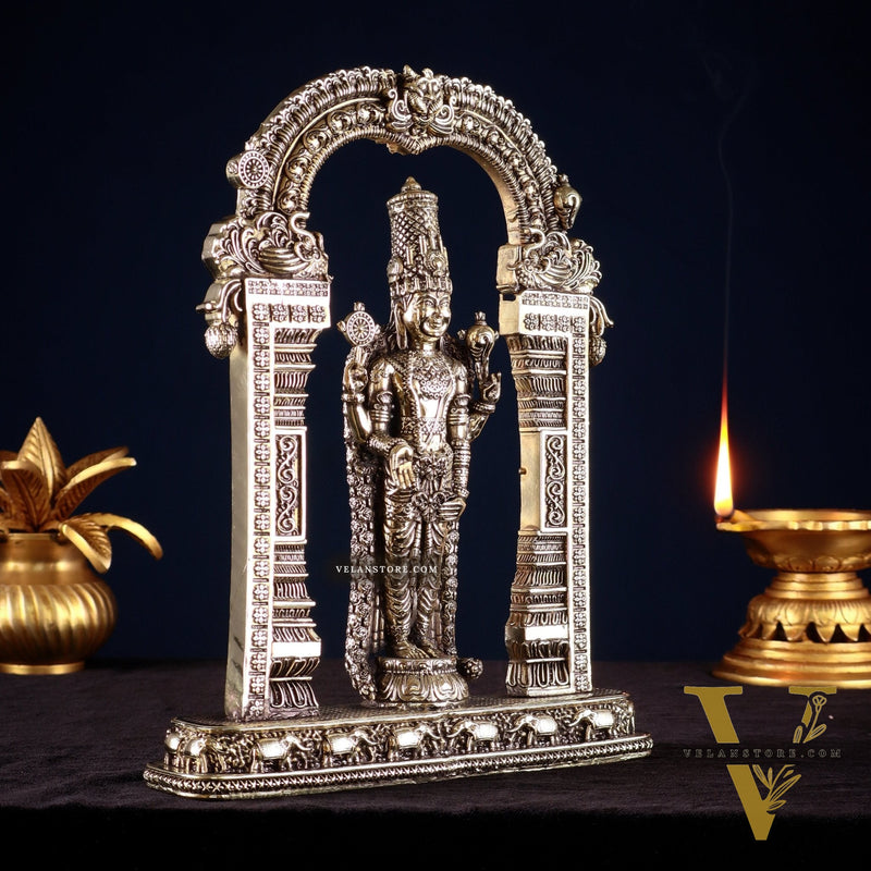 Brass Superfine Lord Tirupati Balaji Intricate Lightweight Statue 9.5"