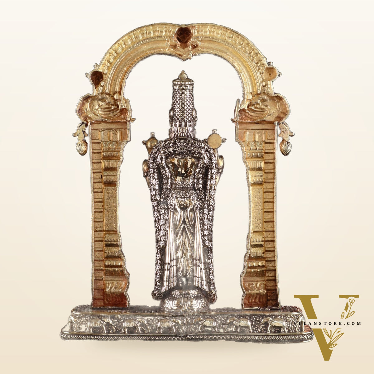 Brass Superfine Lord Tirupati Balaji Intricate Lightweight Statue 9.5"