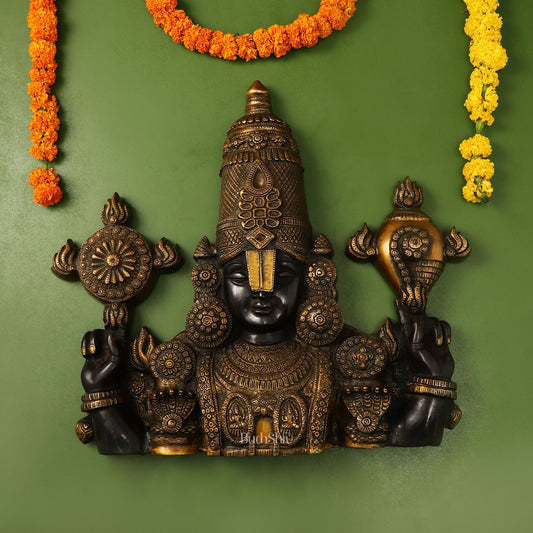 Brass Superfine Lord Venkateshwara Swamy Tirupati Balaji Face Bust Wall Hanging