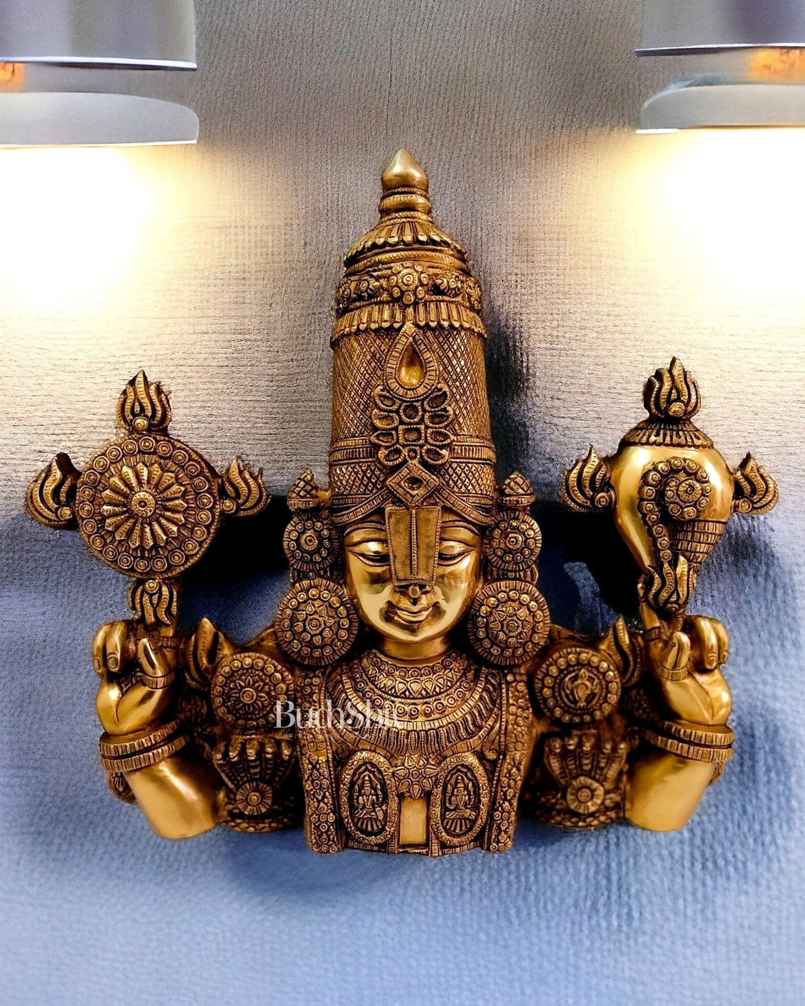 Brass Superfine Lord Venkateshwara Swamy Tirupati Balaji Face Bust Wall Hanging