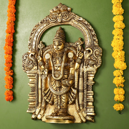 Brass Superfine Lord Venkateshwara Tirupati Balaji Wall Hanging - 20 inch
