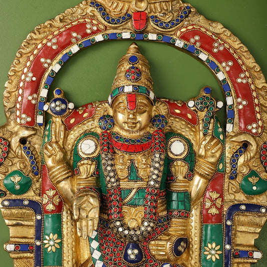 Brass Superfine Lord Venkateshwara Tirupati Balaji Wall Hanging - 20 inch