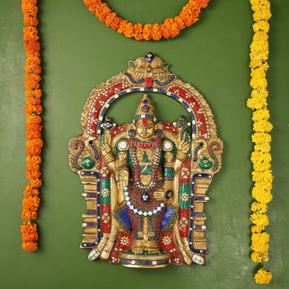 Brass Superfine Lord Venkateshwara Tirupati Balaji Wall Hanging - 20 inch