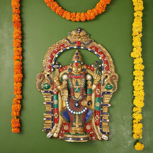Brass Superfine Lord Venkateshwara Tirupati Balaji Wall Hanging - 20 inch