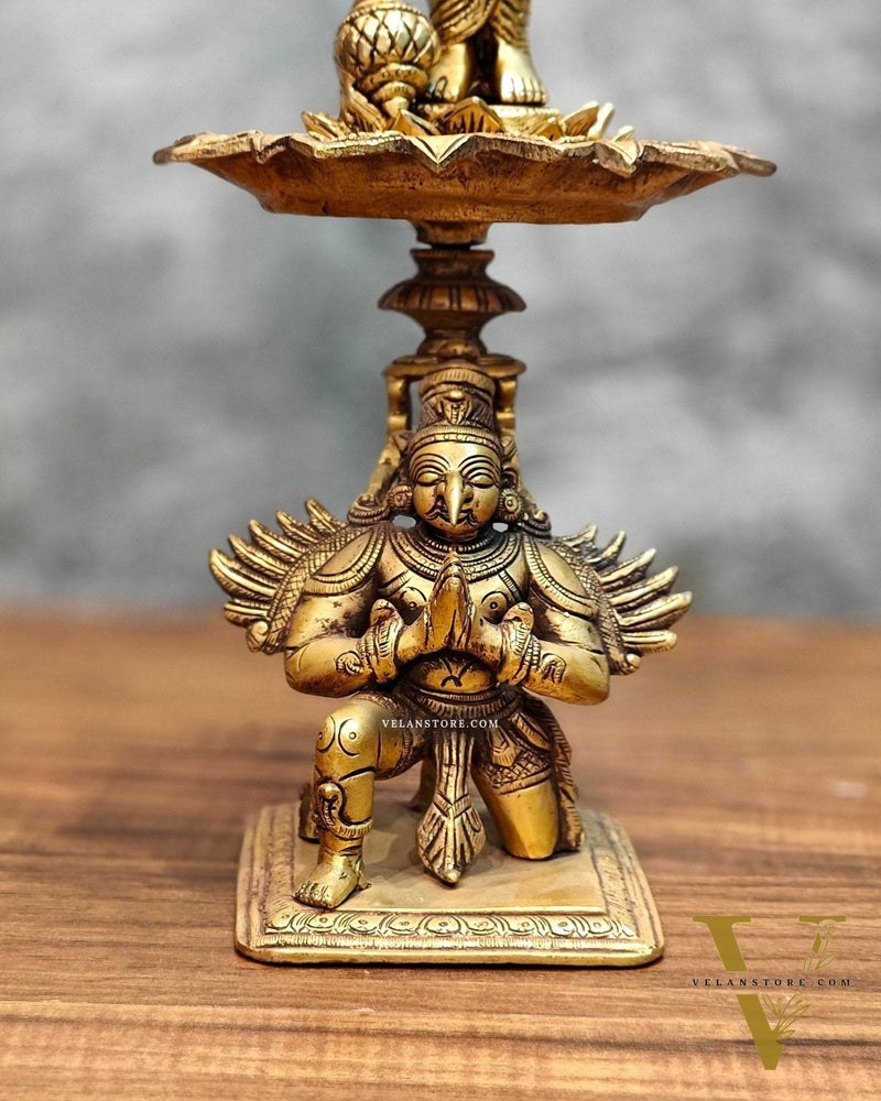 Brass superfine Lord Vishnu on Garuda 14.5 inch
