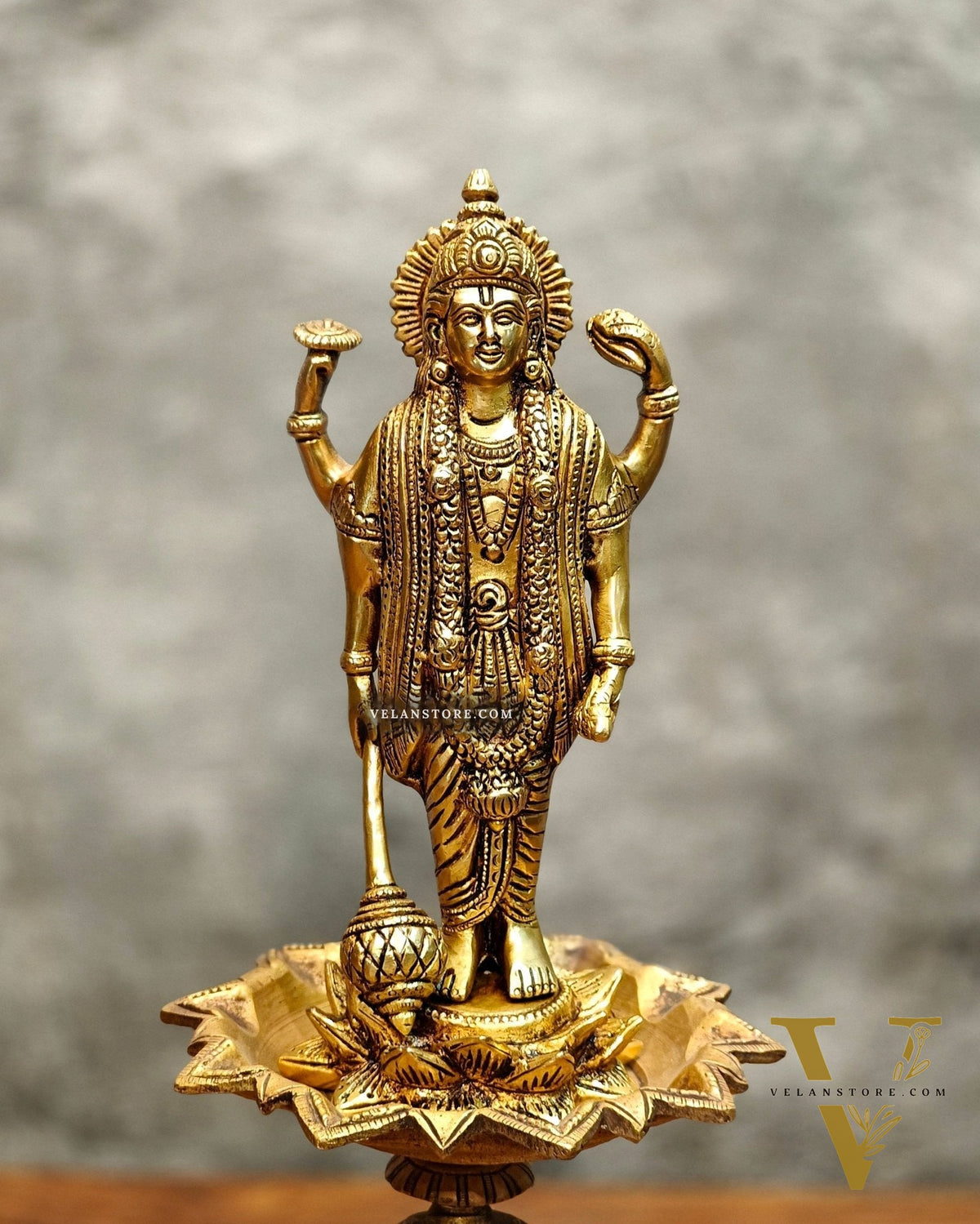 Brass superfine Lord Vishnu on Garuda 14.5 inch