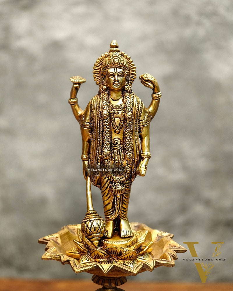 Brass superfine Lord Vishnu on Garuda 14.5 inch