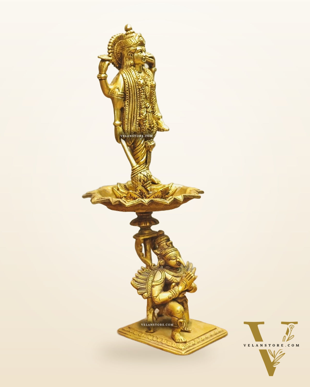 Brass superfine Lord Vishnu on Garuda 14.5 inch