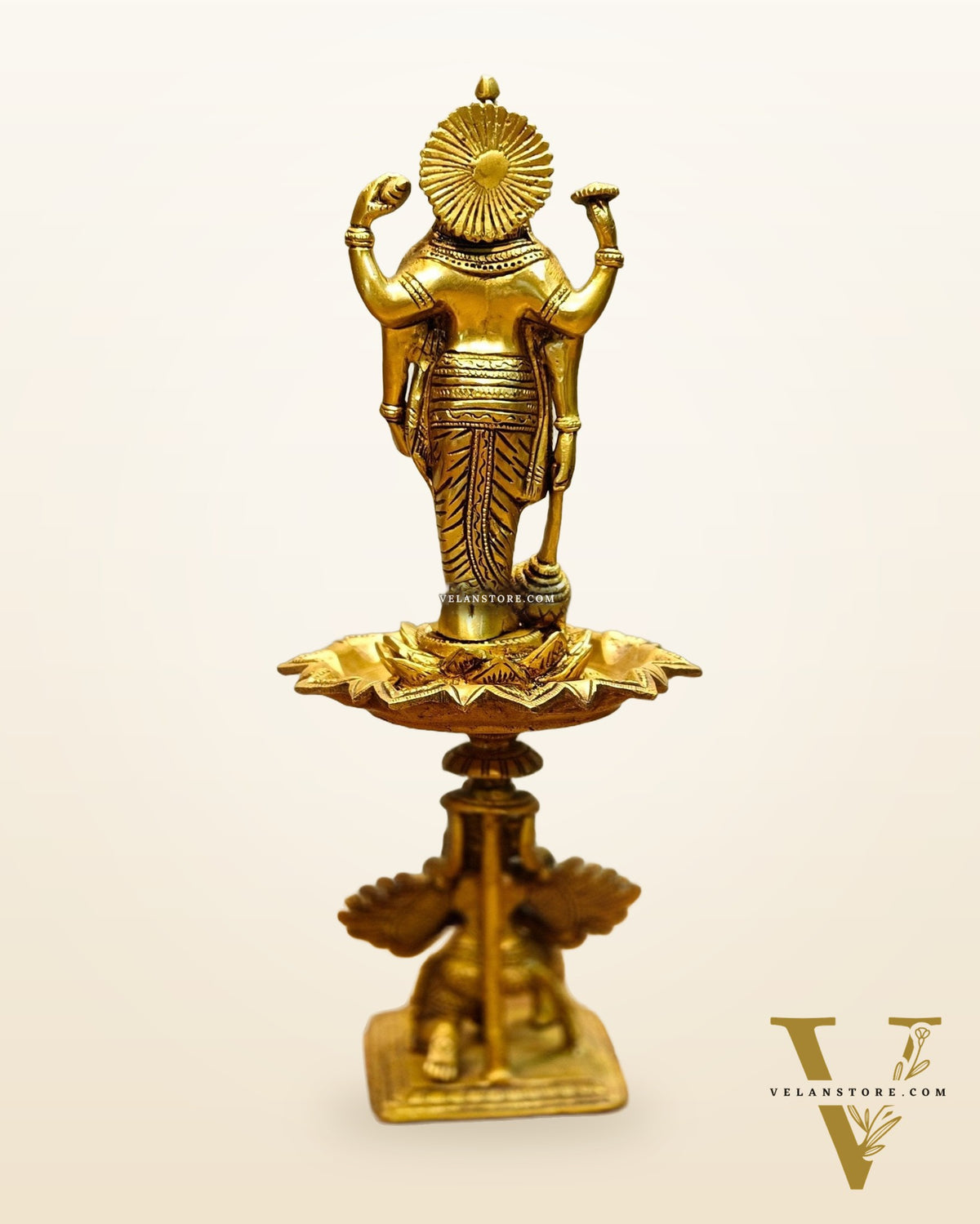 Brass superfine Lord Vishnu on Garuda 14.5 inch