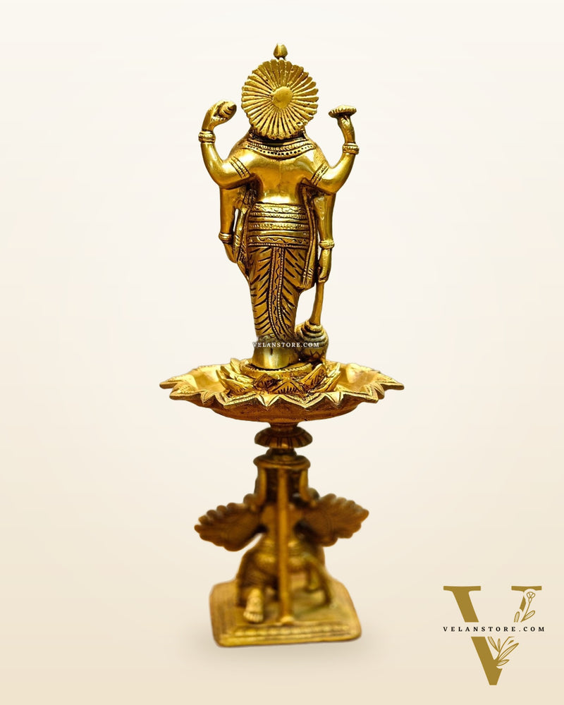Brass superfine Lord Vishnu on Garuda 14.5 inch