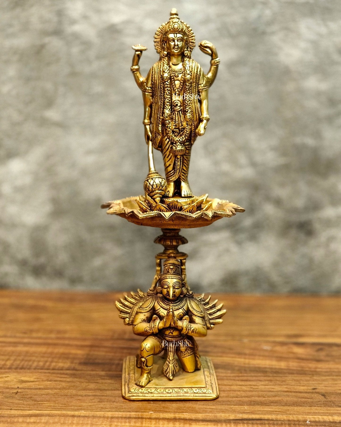 Brass superfine Lord Vishnu on Garuda 14.5 inch