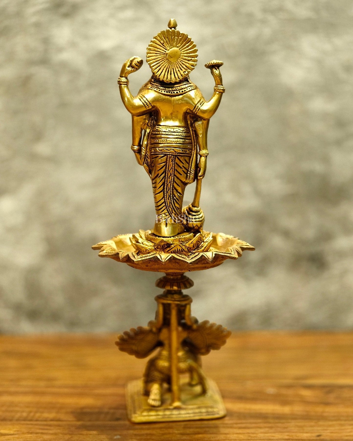 Brass superfine Lord Vishnu on Garuda 14.5 inch