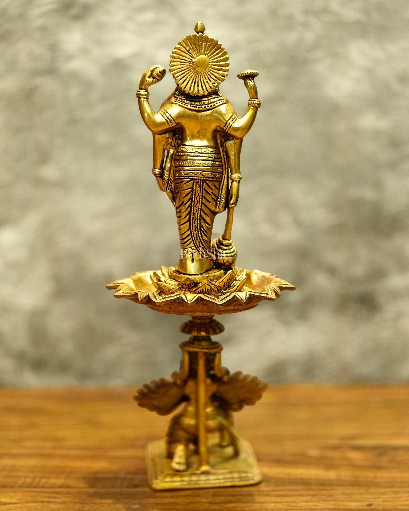 Brass superfine Lord Vishnu on Garuda 14.5 inch