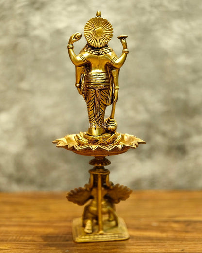 Brass superfine Lord Vishnu on Garuda 14.5 inch