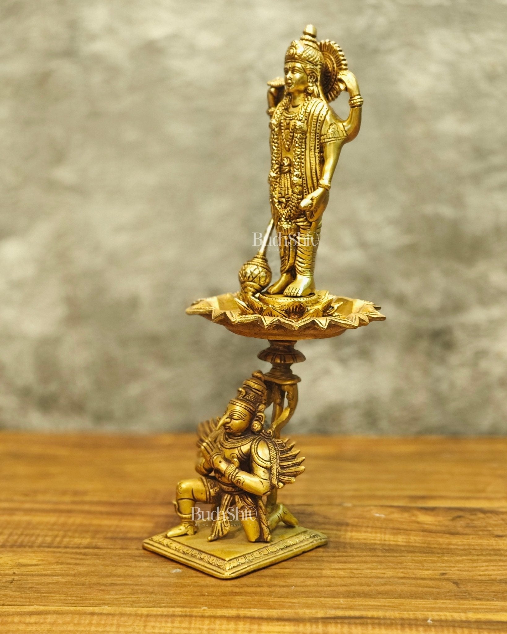 Brass superfine Lord Vishnu on Garuda 14.5 inch