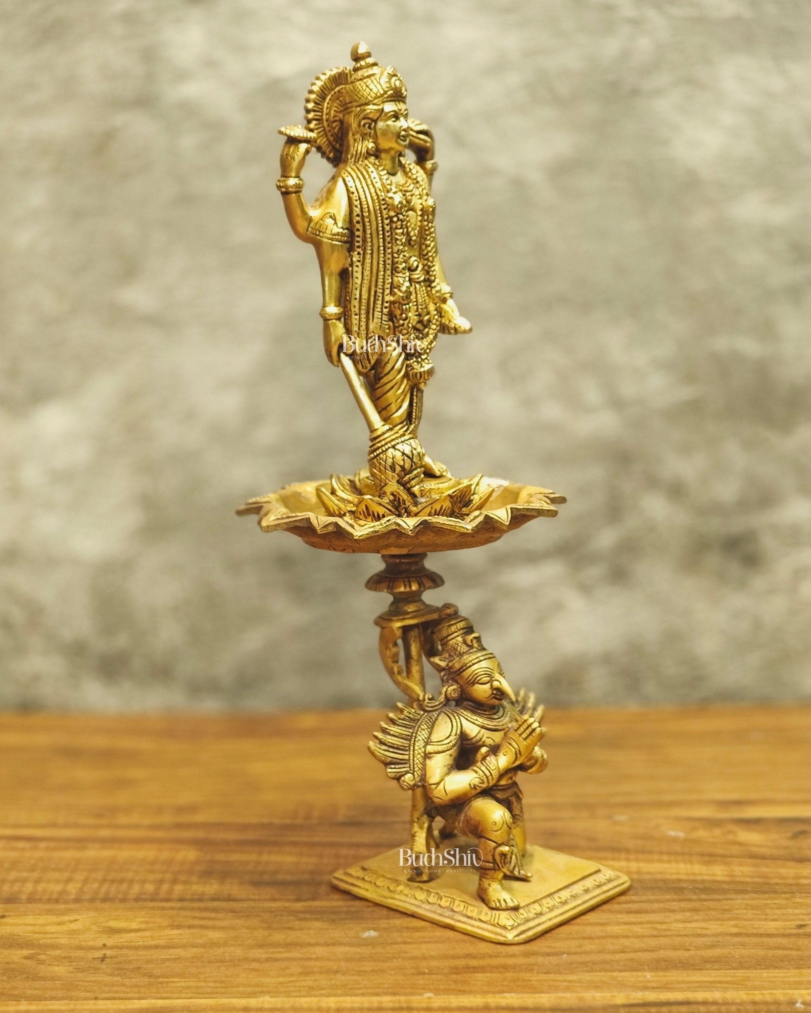 Brass superfine Lord Vishnu on Garuda 14.5 inch