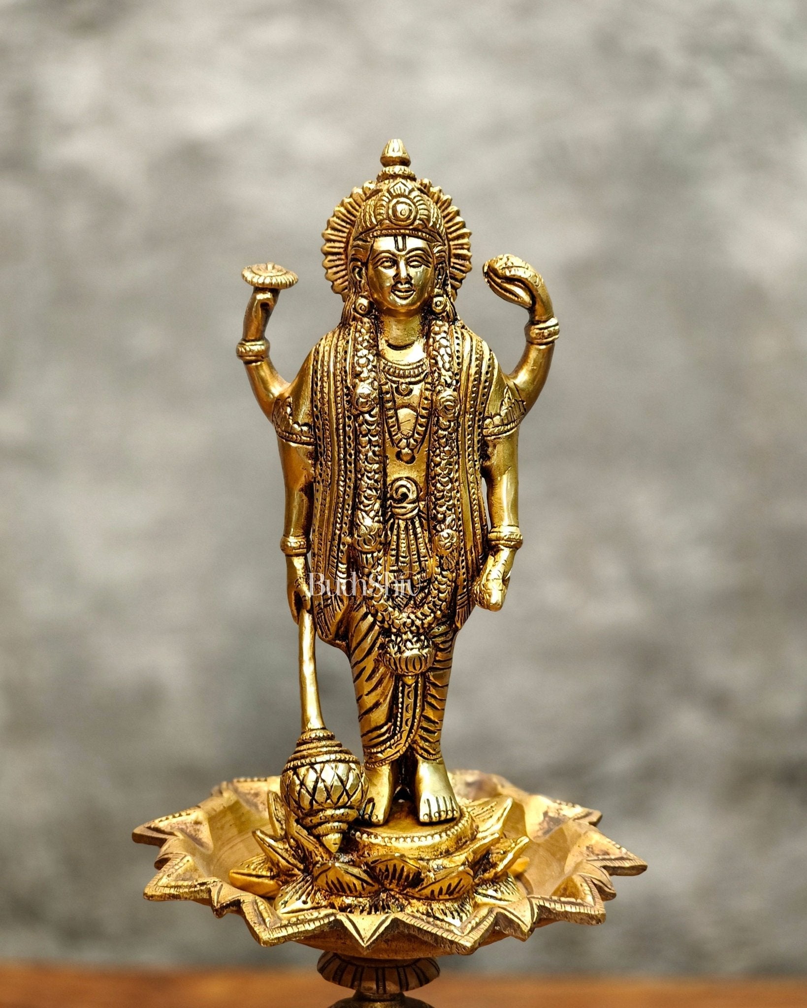 Brass superfine Lord Vishnu on Garuda 14.5 inch