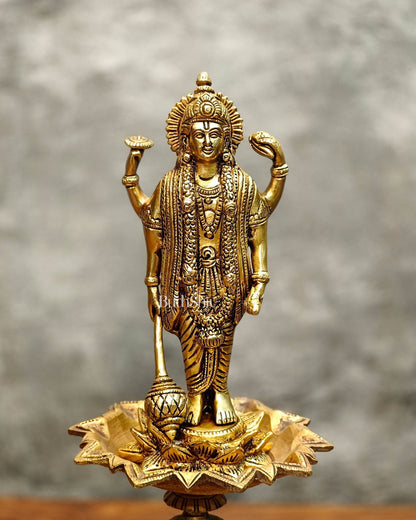 Brass superfine Lord Vishnu on Garuda 14.5 inch