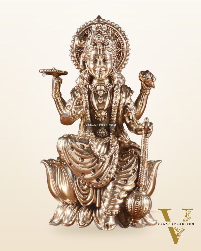 Brass Superfine Lord Vishnu Seated on Lotus Idol