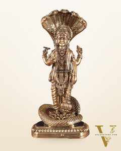 Brass Superfine Lord Vishnu Statue with Sheshanag  idol | 7.5"