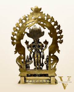Brass Superfine Lord Vishnu with Garuda and Hanuman Idol - 24" with Thiruvarchi.