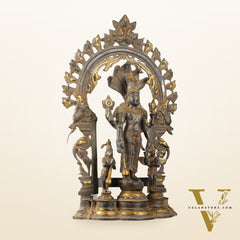 Brass Superfine Lord Vishnu with Garuda and Hanuman Idol - 24"