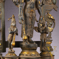 Brass Superfine Lord Vishnu with Garuda and Hanuman Idol - 24"