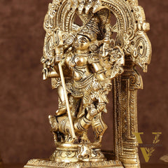 Brass Superfine Mahisasur Mardini Durga Devi Idol | 8 inch