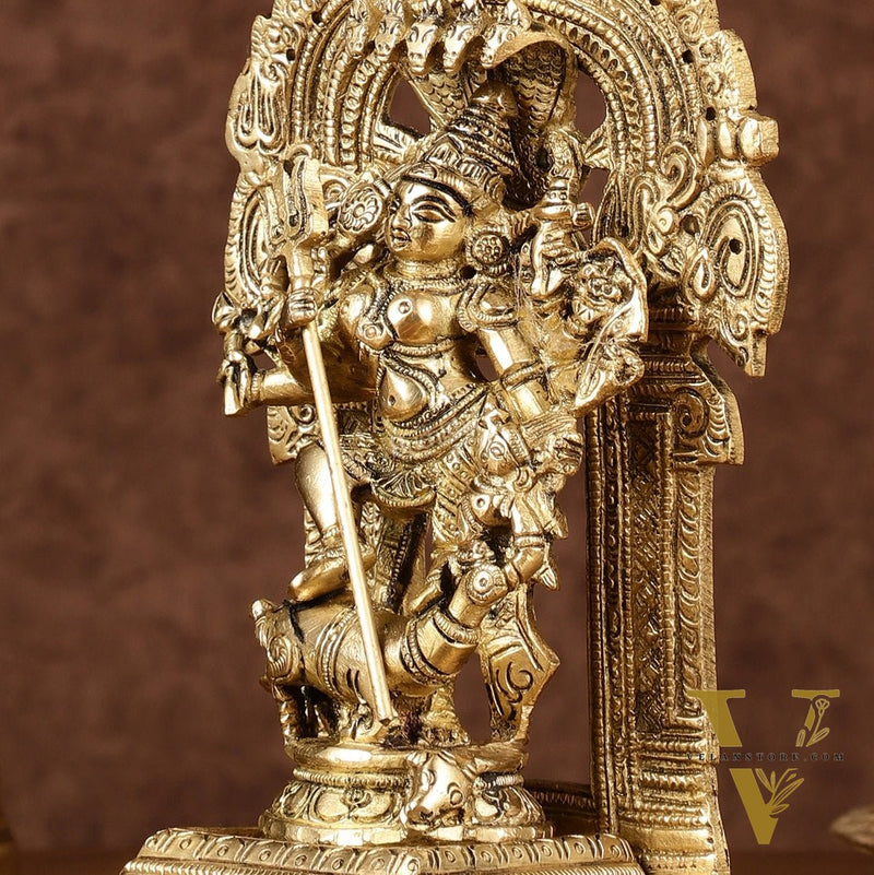 Brass Superfine Mahisasur Mardini Durga Devi Idol | 8 inch