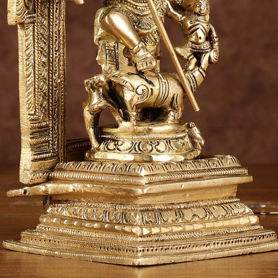 Brass Superfine Mahisasur Mardini Durga Devi Idol | 8 inch