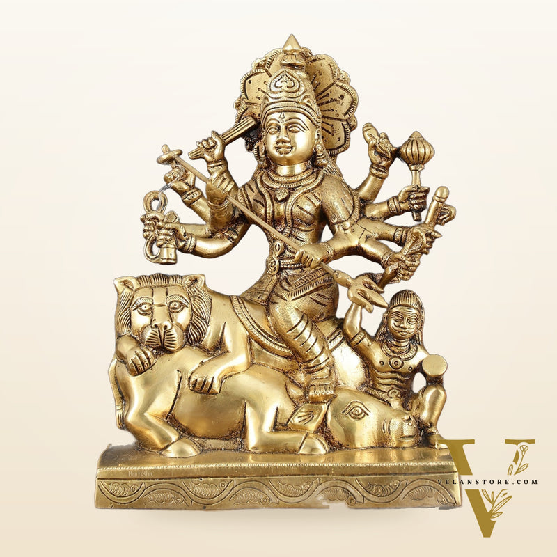 Brass Superfine Mahisasur Mardini Durga Statue – 9.5" Height, 4 kg