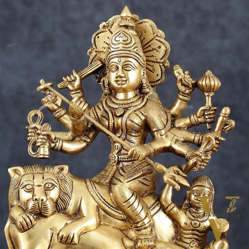 Brass Superfine Mahisasur Mardini Durga Statue – 9.5" Height, 4 kg