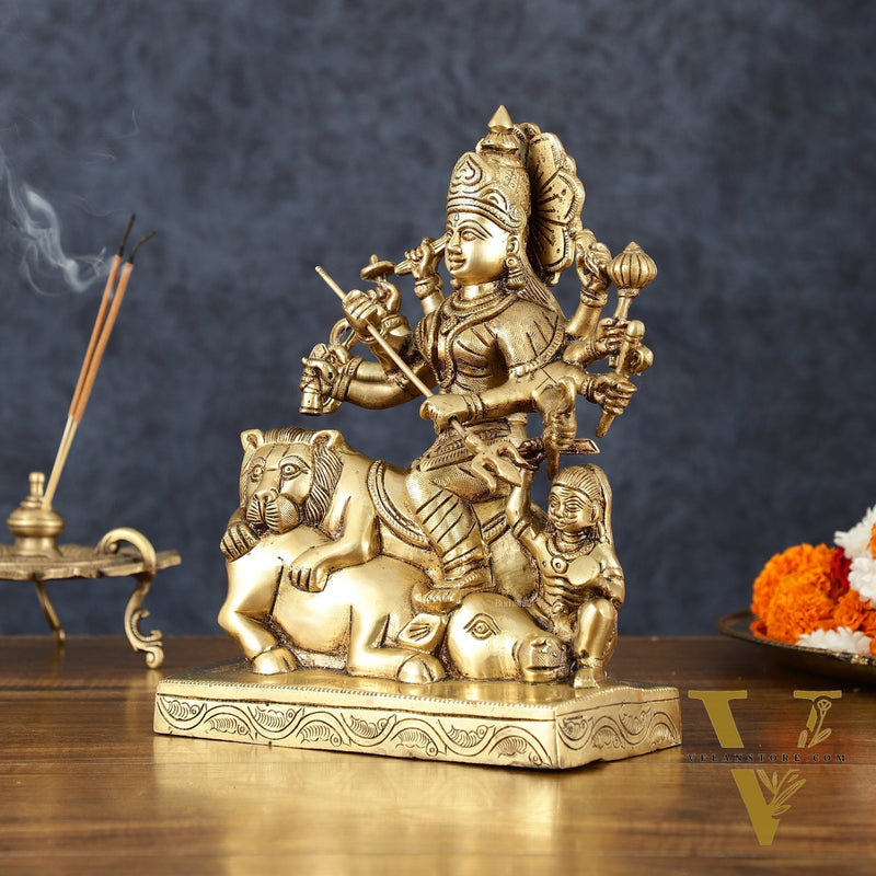 Brass Superfine Mahisasur Mardini Durga Statue – 9.5" Height, 4 kg