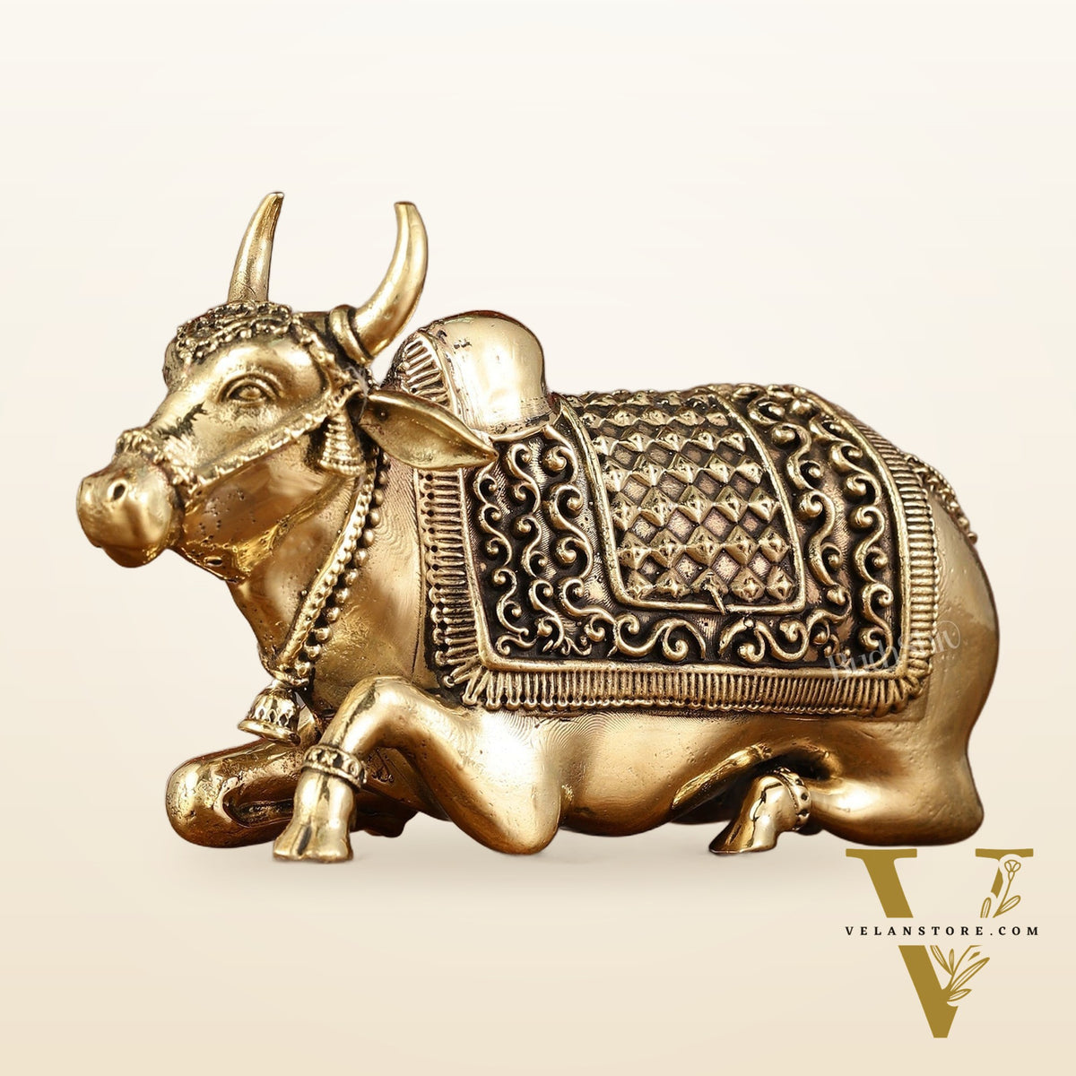 Brass Superfine Miniature Nandi Idol - 4"