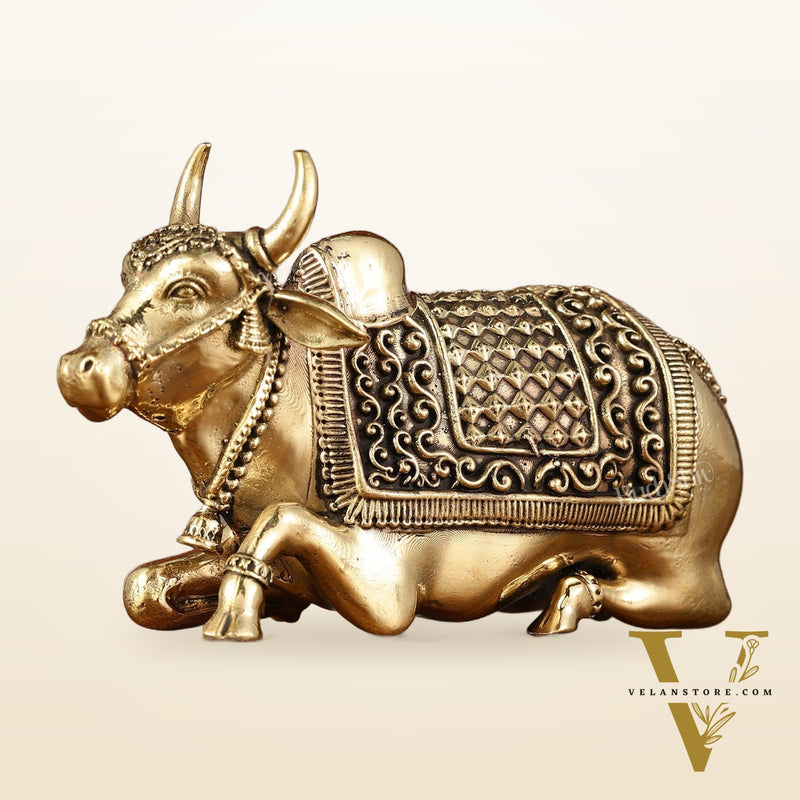Brass Superfine Miniature Nandi Idol - 4"
