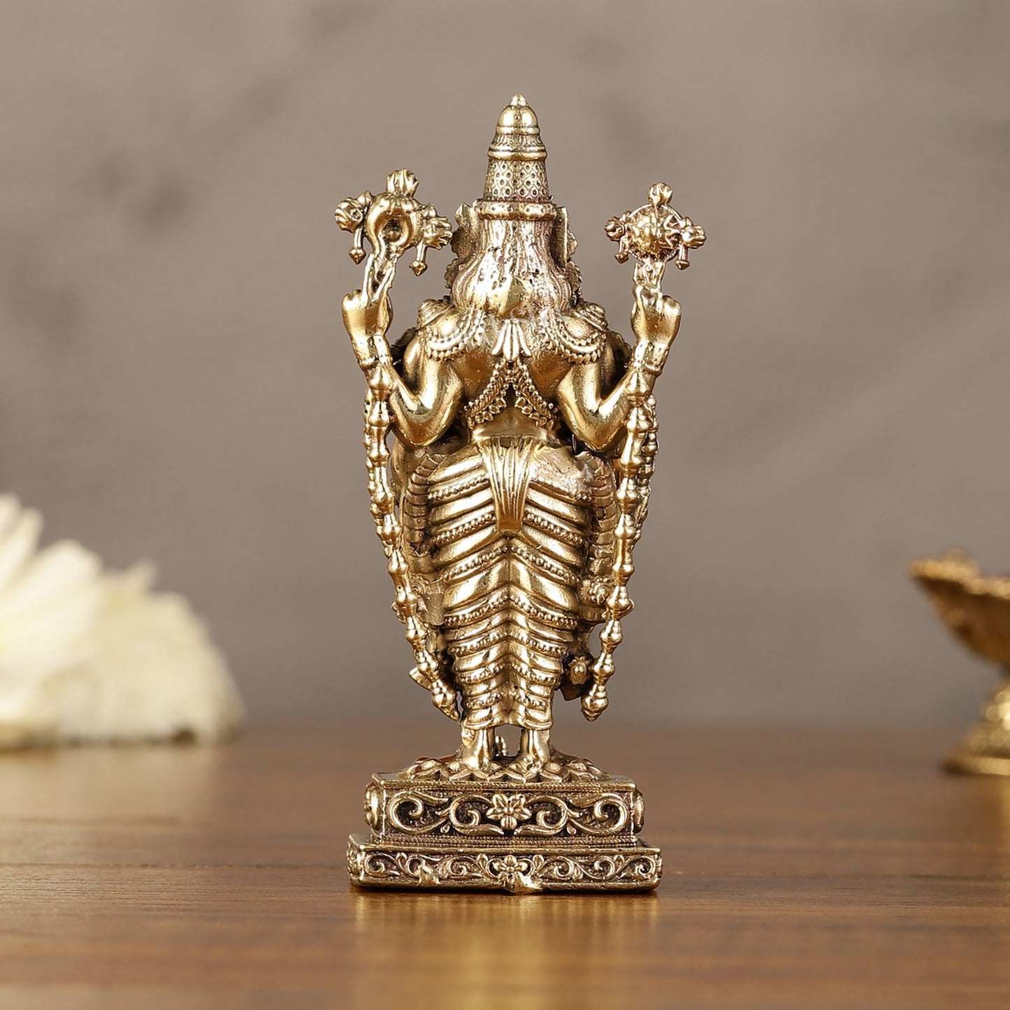 Brass Superfine Miniature Tirupati Balaji Lord Venkateshwara Perumal Idol - 4"