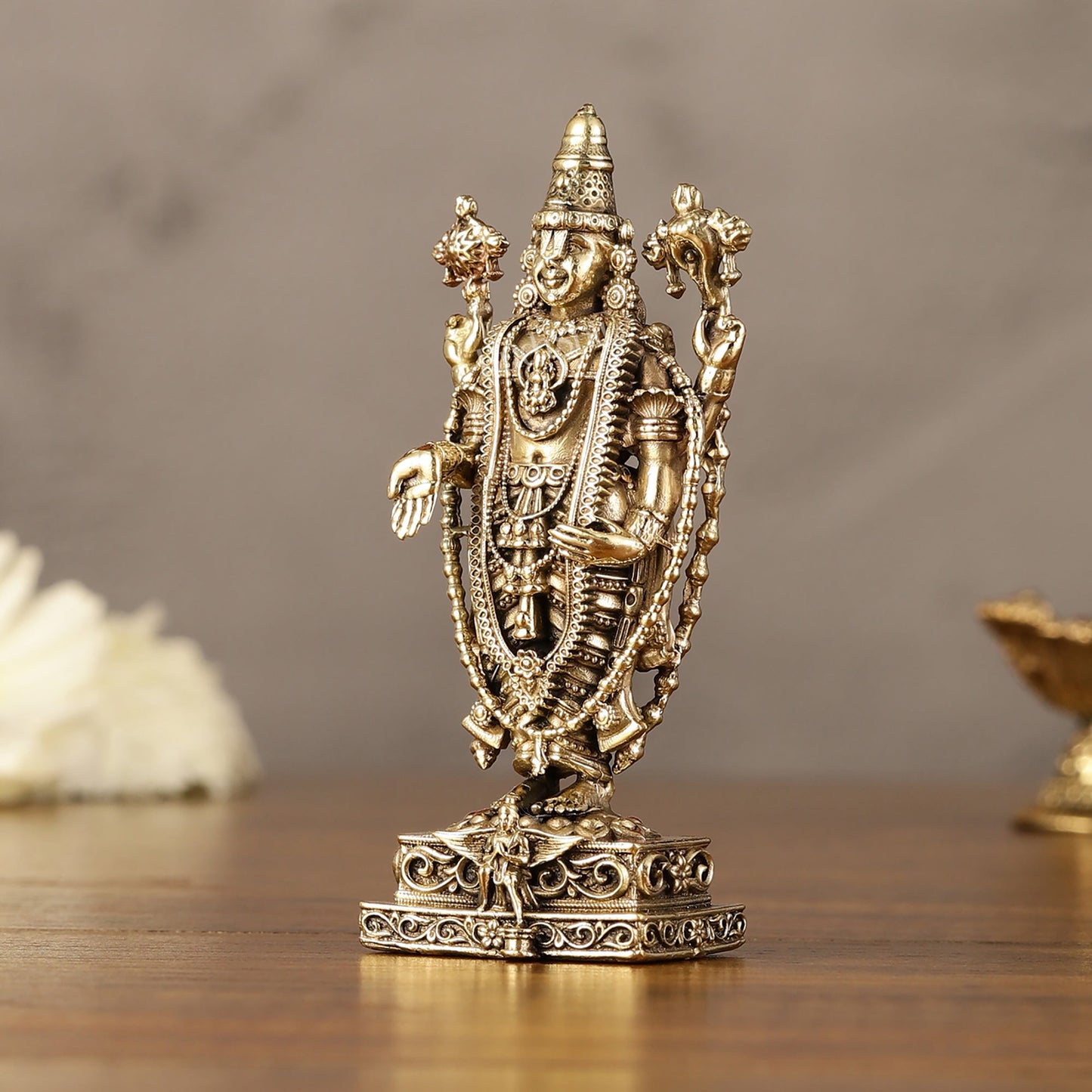 Brass Superfine Miniature Tirupati Balaji Lord Venkateshwara Perumal Idol - 4"