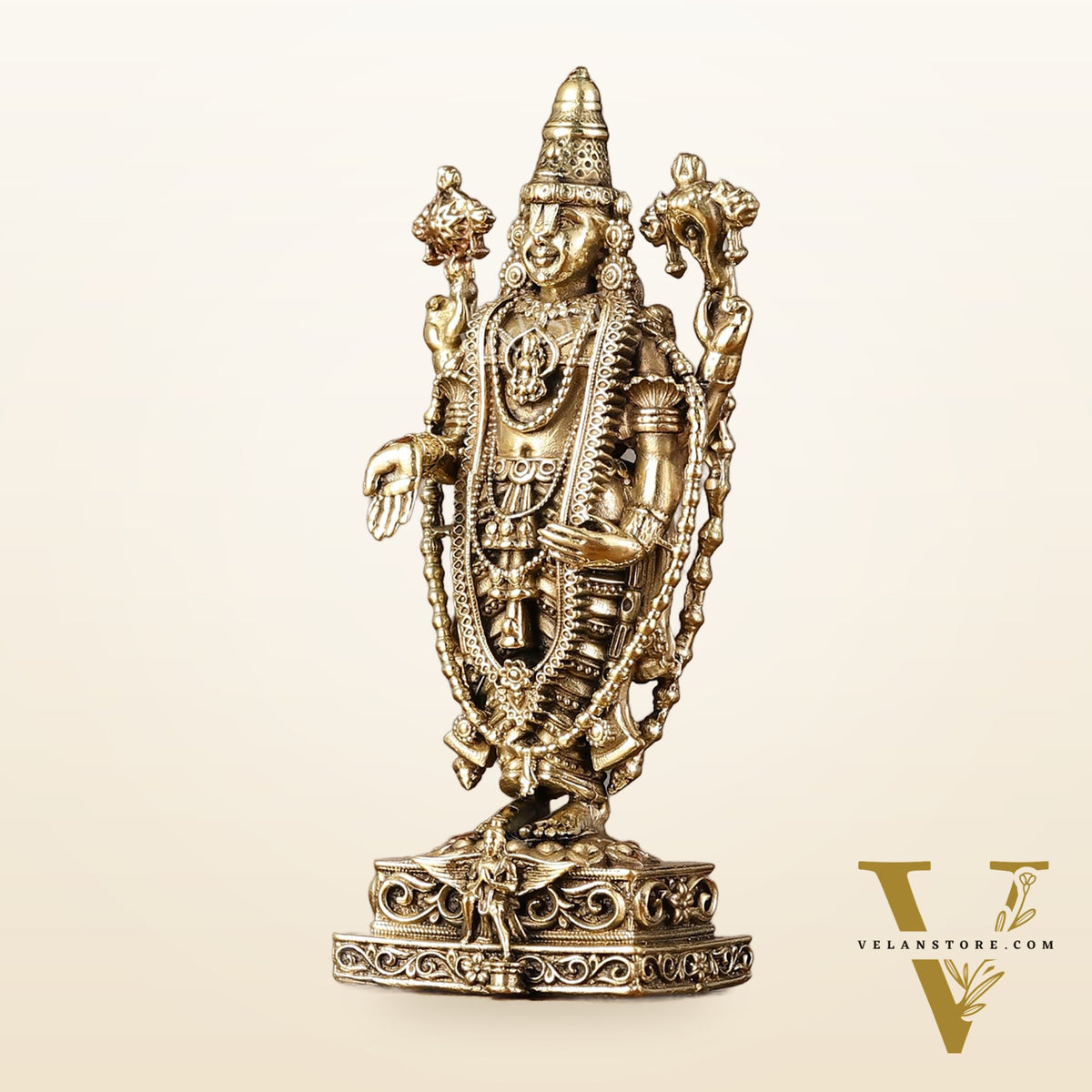Brass Superfine Miniature Tirupati Balaji Lord Venkateshwara Perumal Idol - 4"