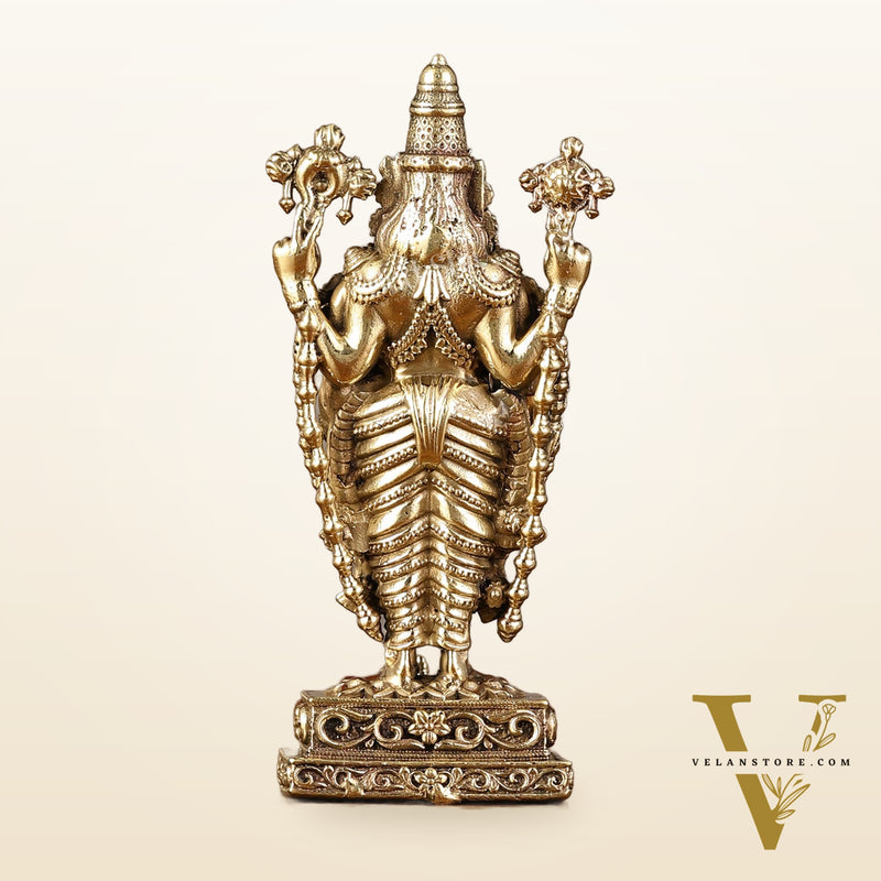 Brass Superfine Miniature Tirupati Balaji Lord Venkateshwara Perumal Idol - 4"