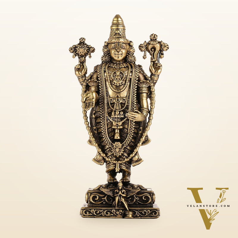 Brass Superfine Miniature Tirupati Balaji Lord Venkateshwara Perumal Idol - 4"