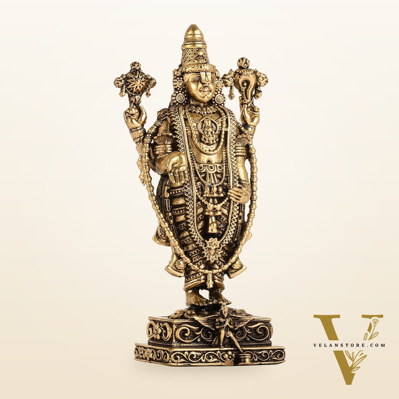 Brass Superfine Miniature Tirupati Balaji Lord Venkateshwara Perumal Idol - 4"
