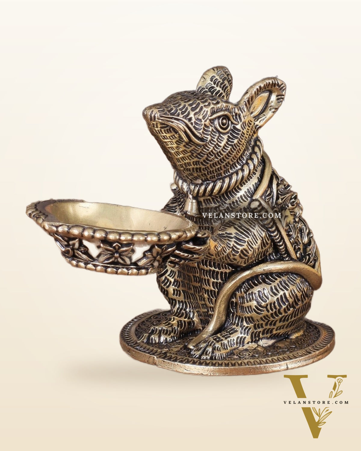 Brass Superfine Mooshak Diya Oil Lamp – 4"