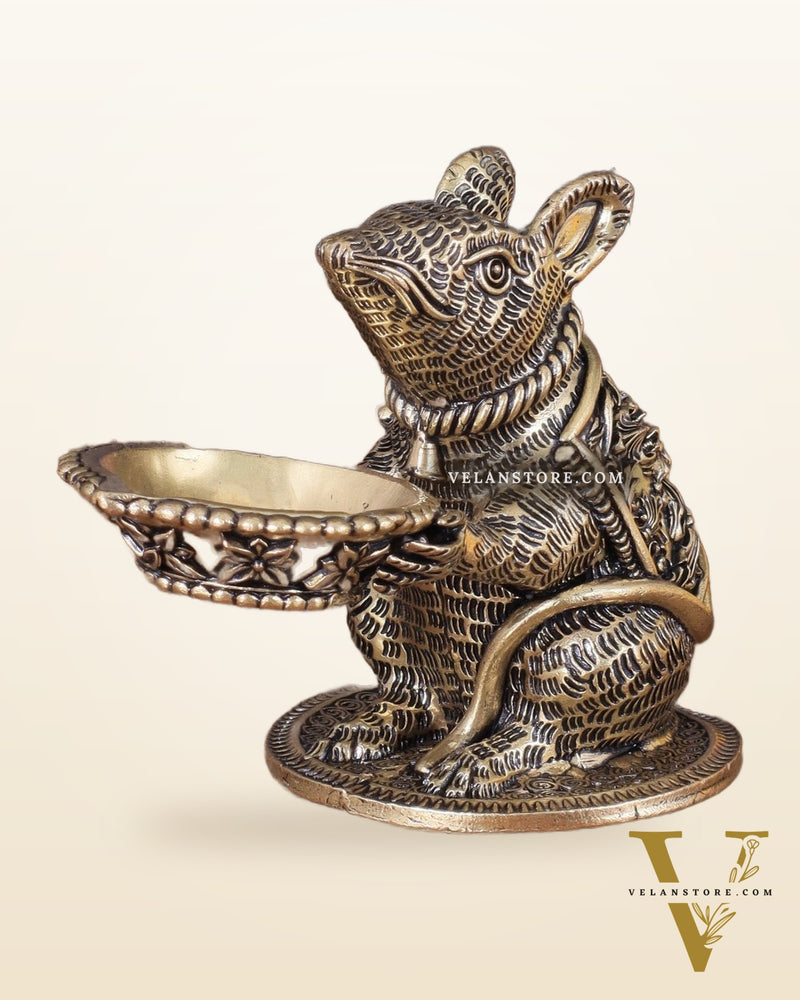 Brass Superfine Mooshak Diya Oil Lamp – 4"
