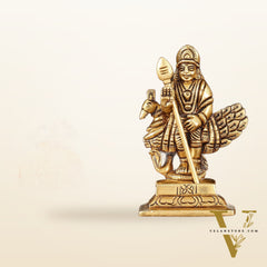 Brass Superfine Murugan Sitting on Peacock Idol - 3.2" Divine Sculpture