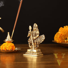 Brass Superfine Murugan Sitting on Peacock Idol - 3.2" Divine Sculpture