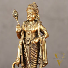 Brass Superfine Murugan Swamy Kartikeya with Peacock Idol | 6.5"