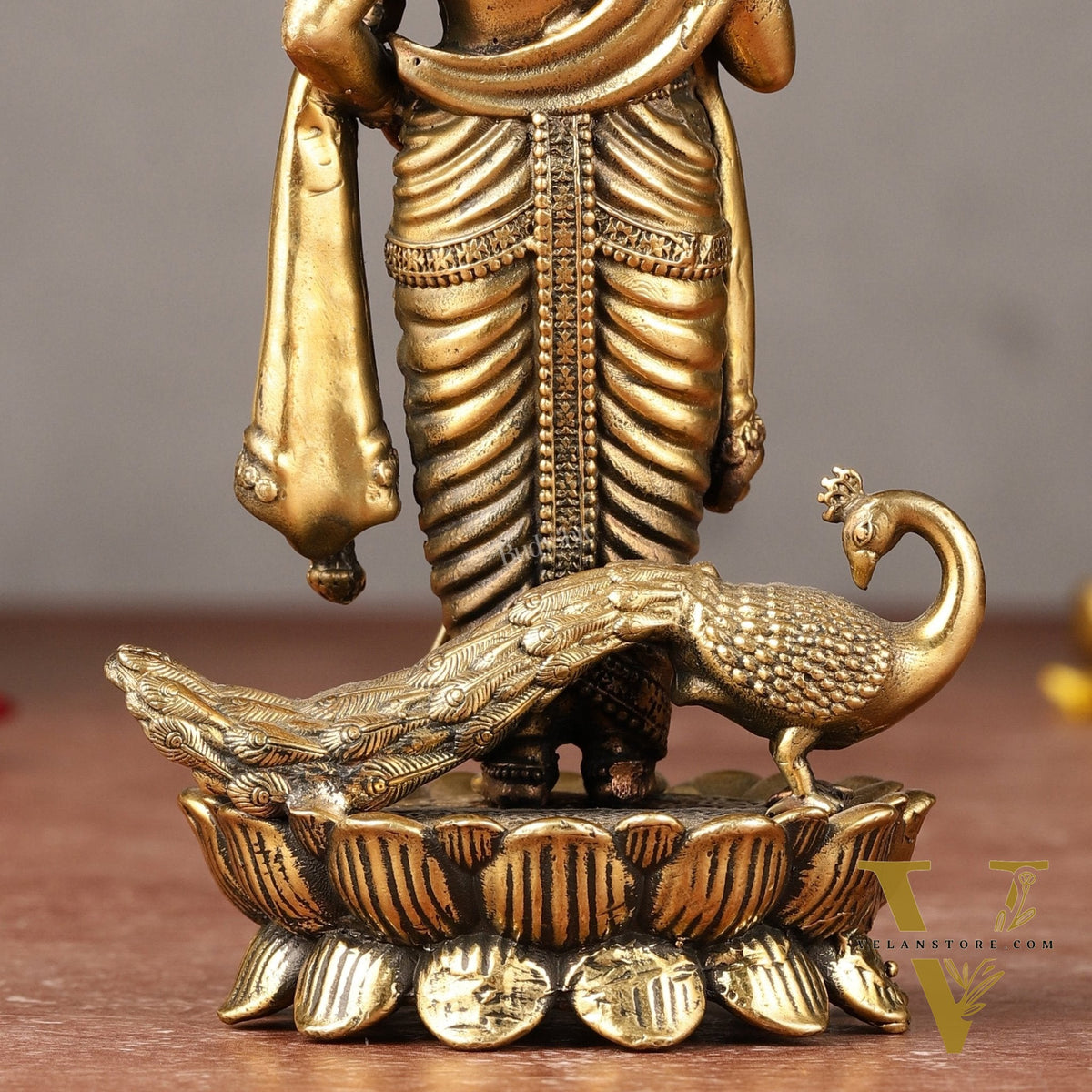 Brass Superfine Murugan Swamy Kartikeya with Peacock Idol | 6.5"