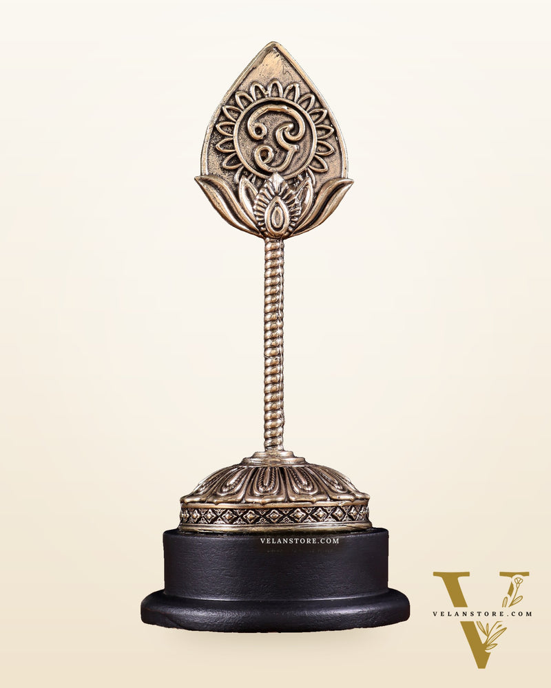 Brass Superfine Murugan Vel with Sturdy MDF Base – 7 Inch