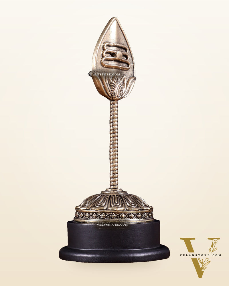Brass Superfine Murugan Vel with Sturdy MDF Base – 7 Inch