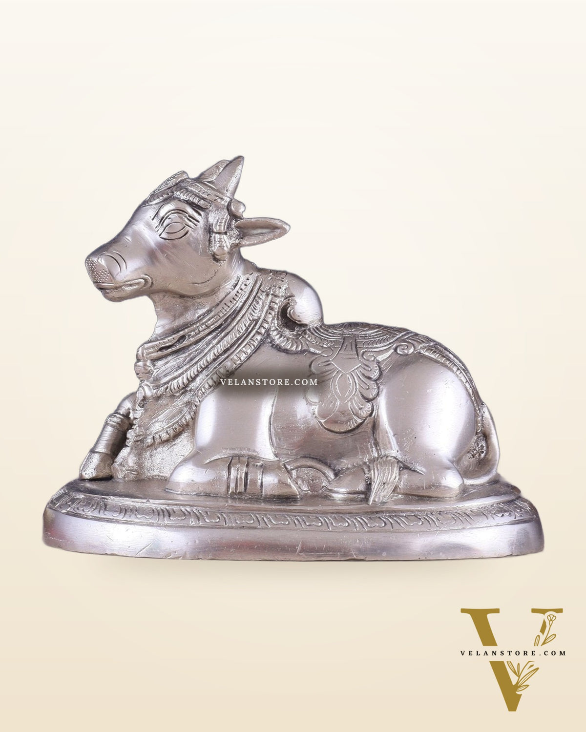 Brass Superfine Nandi Bull Idol | 5.5 inch silver plated